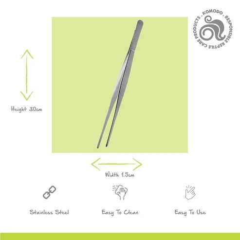 Pensa din otel inoxidabil pentru hranirea reptilelor, Komodo Feeding Tongs Straight, 30 cm
