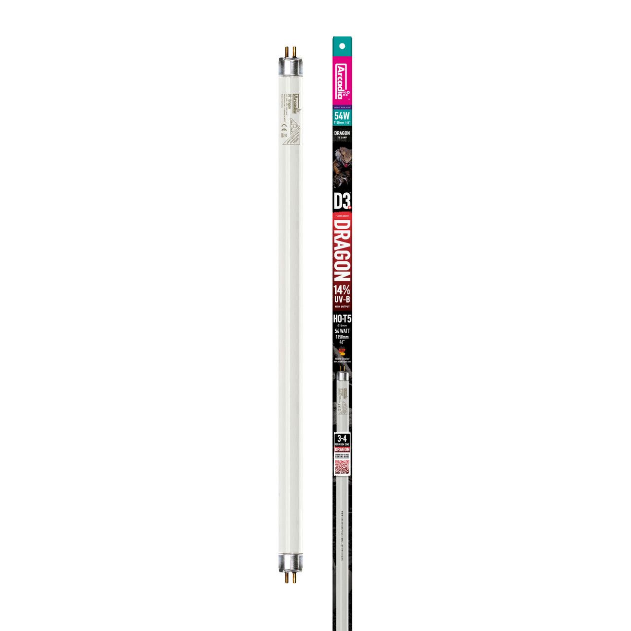 Neon terariu, Arcadia D3+ Dragon T5 Lamp, 14% UVB, 117 cm 54W