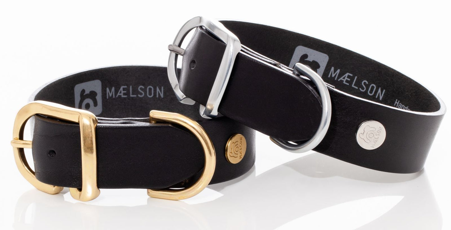 Zgarda neagra de piele pentru caini, EcoSkin Coll'R 70/45 onyx/metal, lungime 56-62/latime 4.5 cm