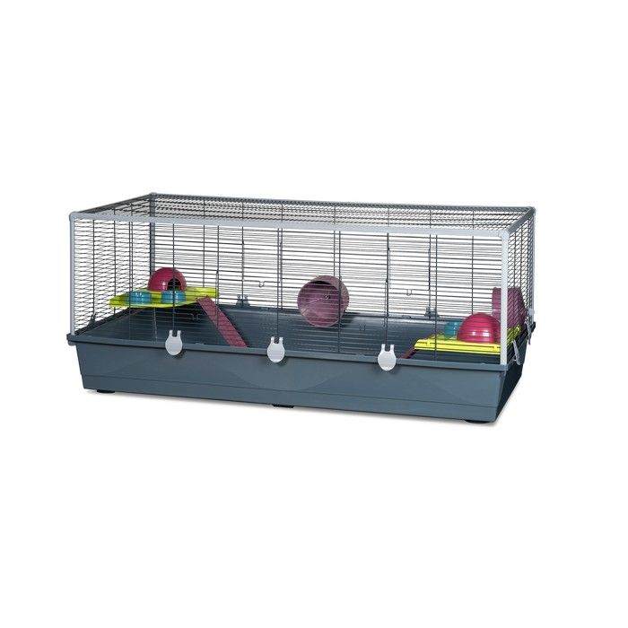 Cusca mare pentru hamsteri Voltrega 946 XXL neagra cu accesorii, 100 x 55 x 51 cm