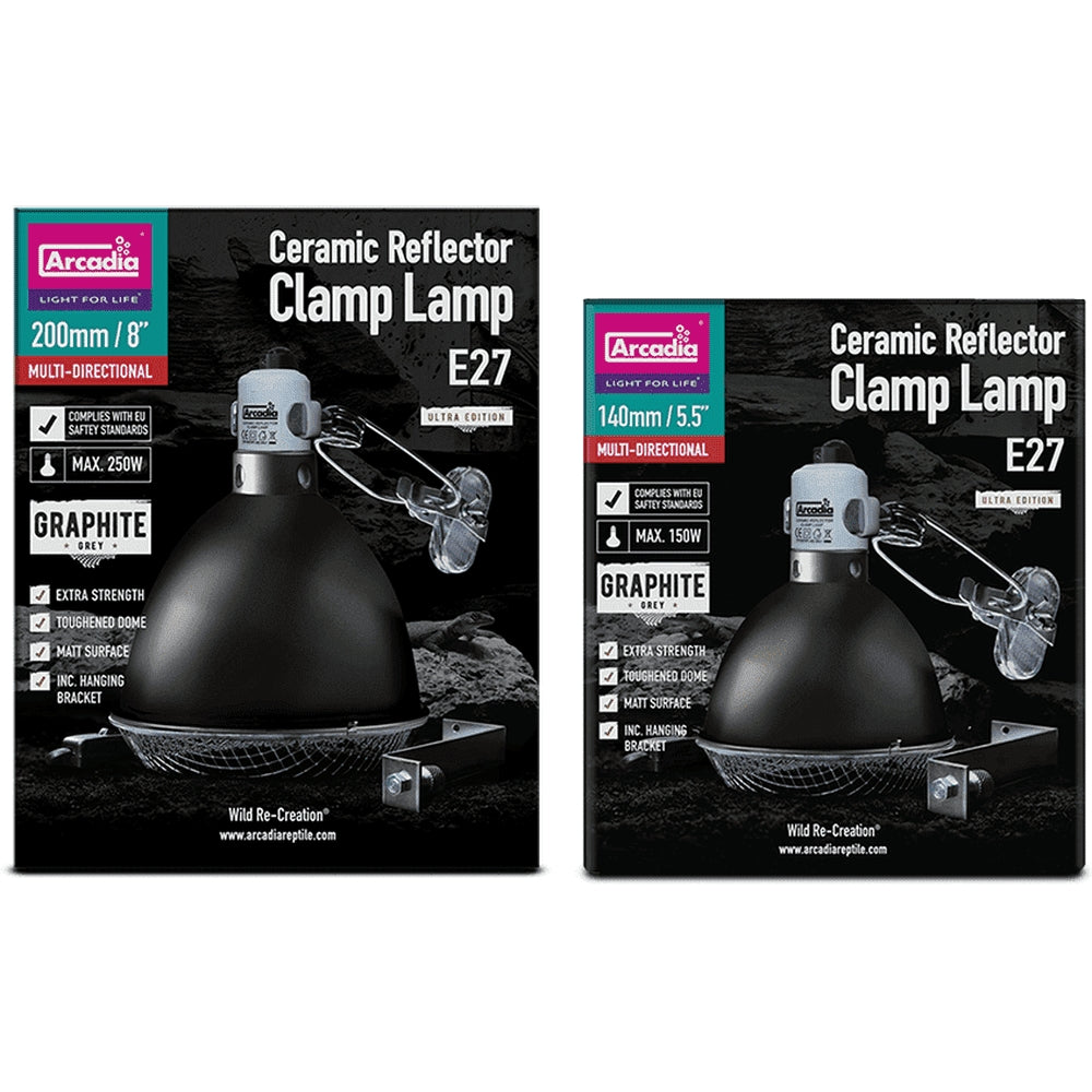 Lampă reflectoare cu dispozitiv tip clemă, Arcadia Ceramic Reflector Clamp Lamp Graphite grey, E27, 140 mm