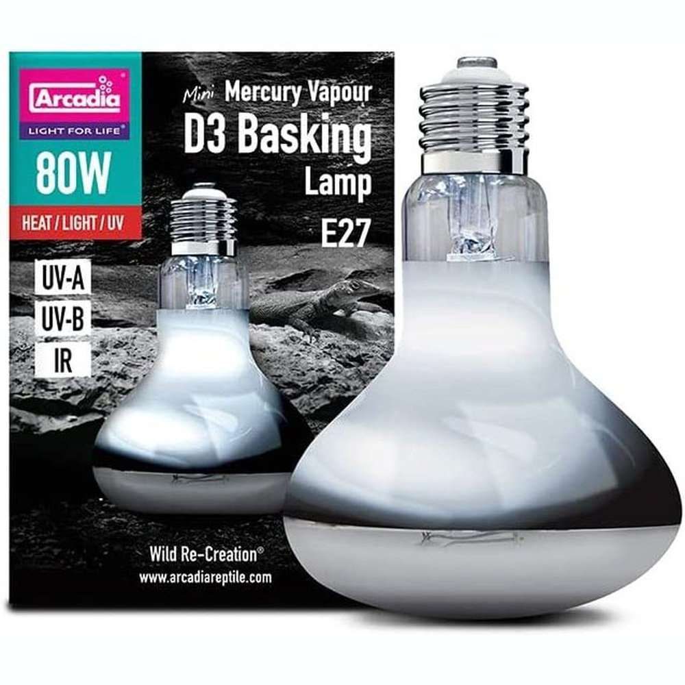 Bec complet cu UVB, UVA, caldura, Arcadia D3 UV Ba king Lamp E27 80W