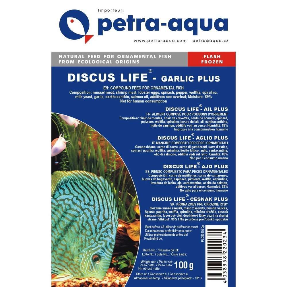 Hrana congelata cu usturoi pentru pesti ornamentali, DISCUS LIFE GARLIC PLUS, blister 100 g