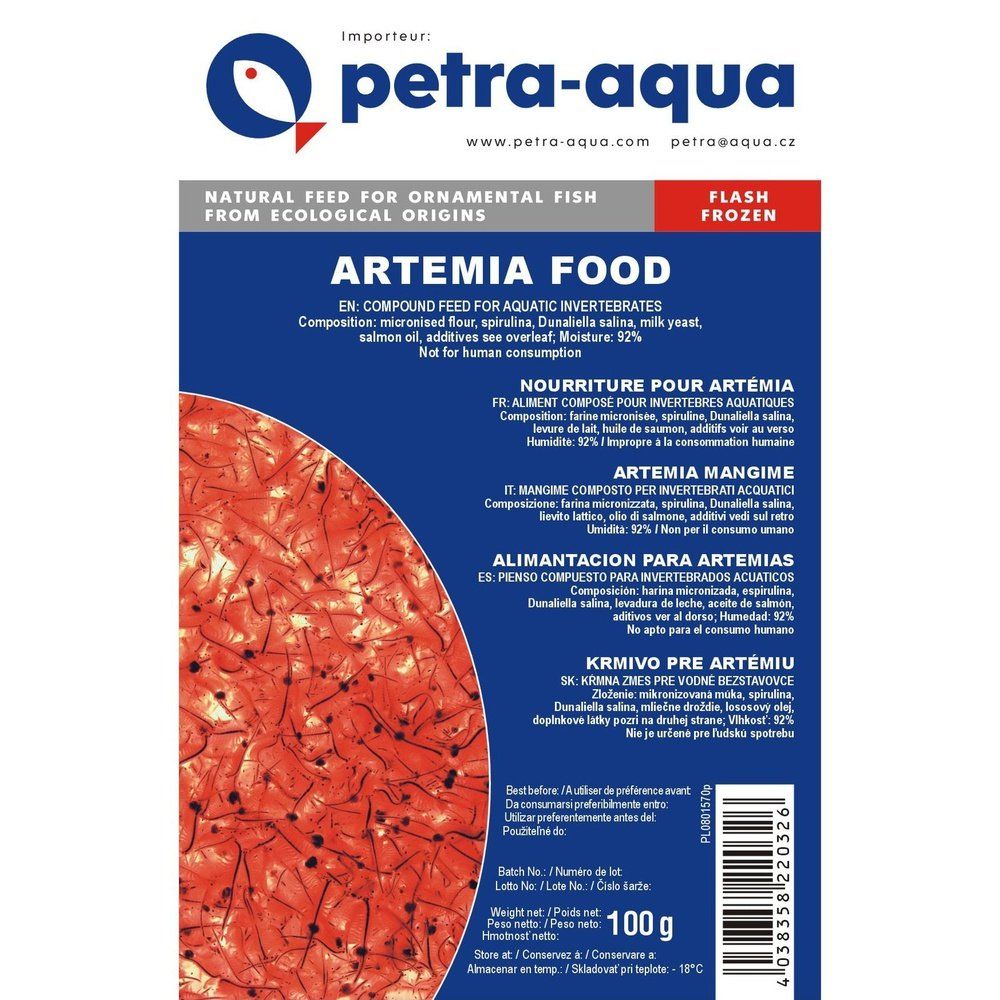 Hrana congelata pentru nevertebrate acvatice, hrana pentru Artemia, ARTEMIA FOOD, blister 100 g