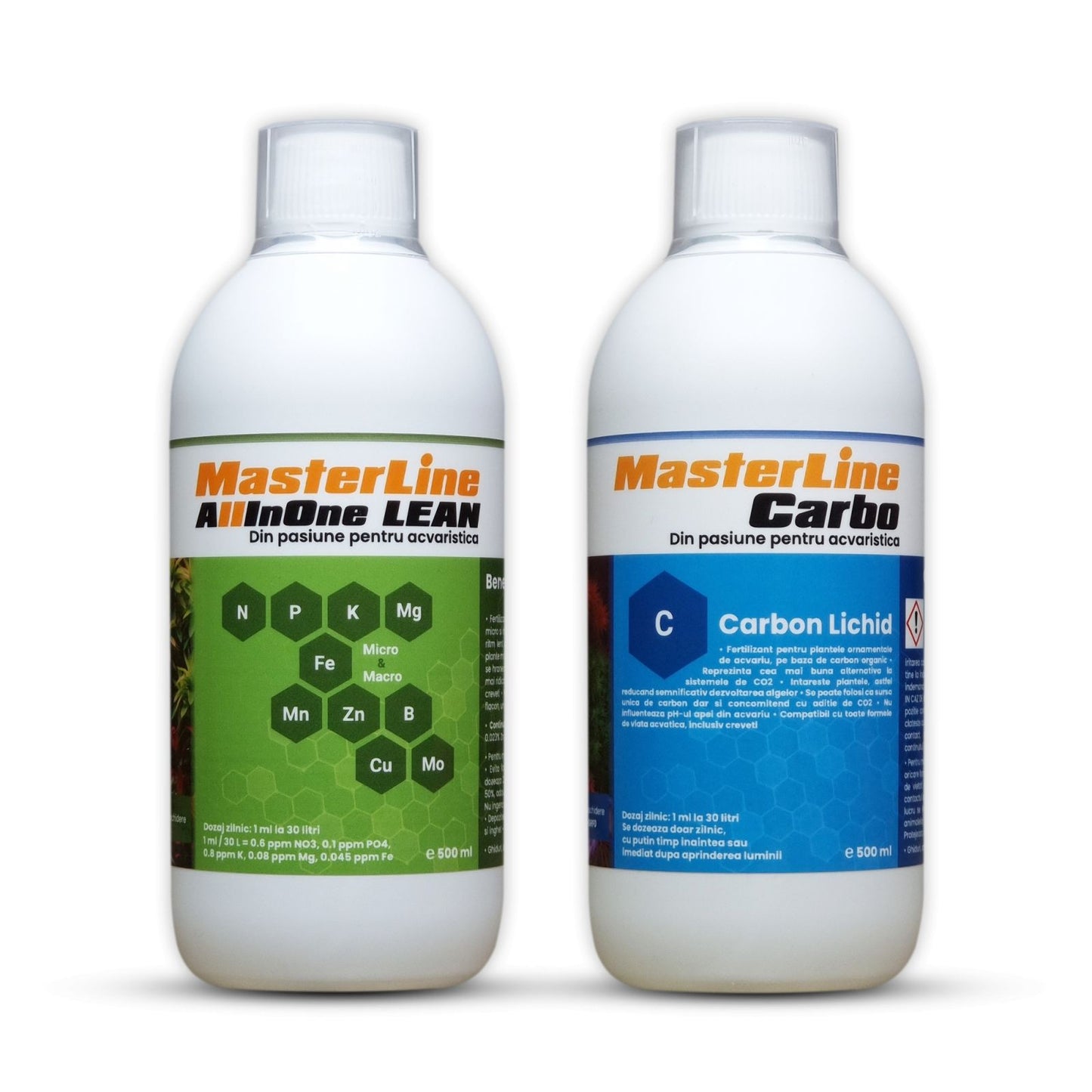 Pachet fertilizanți plante de acvariu MasterLine All in One Lean + MasterLine Carbo 500 ml