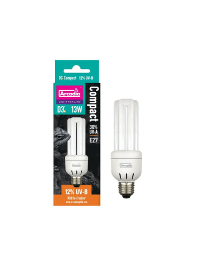Bec cu UVB 12%, Arcadia D3 E27 Compact bulb13W 30% UVA