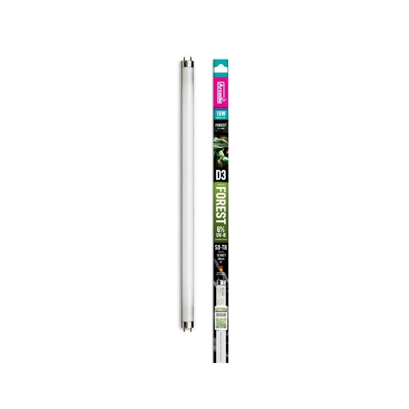 Neon terariu, Arcadia D3 T8 6% UVB Reptile Lamp Forest, 6% UVB 60 cm 18W