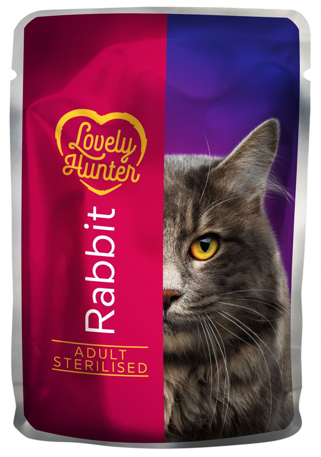 Hrana umeda pentru pisici adulte sterilizate pe baza de carne de iepure, Lovely Hunter Adult Rabbit, 85 grame, pliculet