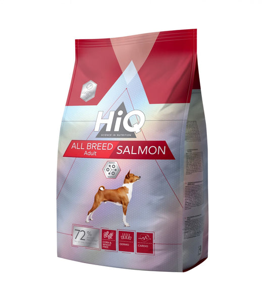 Hrana uscata pentru caini adult pe baza de somon, HiQ All Breed Adult Salmon, 11 kg