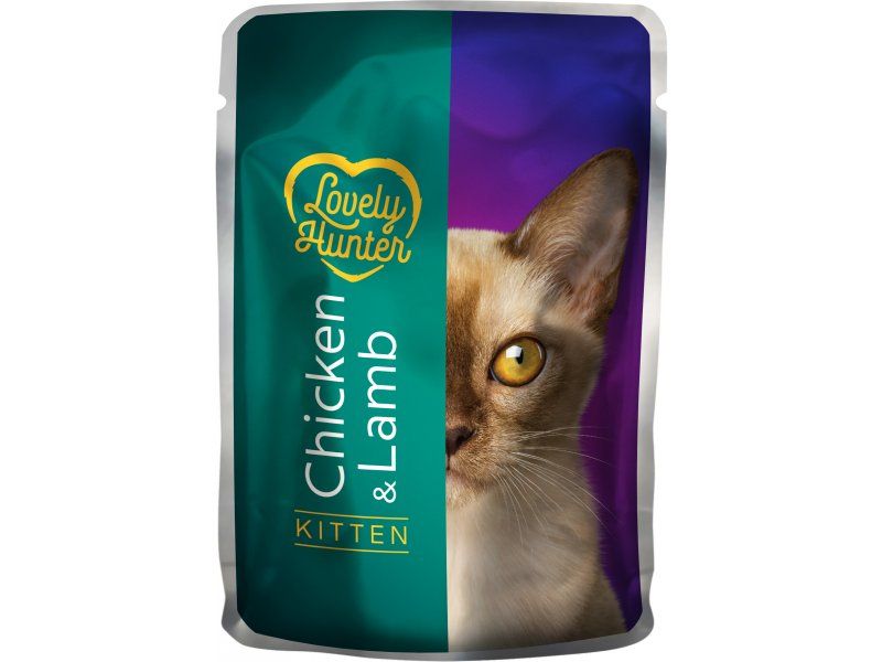 Hrana umeda pentru pisici tinere pe baza de pui si și miel, Lovely Hunter Kitten Chicken and lamb, 85 grame, pliculet