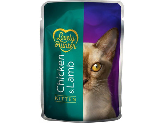 Hrana umeda pentru pisici tinere pe baza de pui si și miel, Lovely Hunter Kitten Chicken and lamb, 85 grame, pliculet