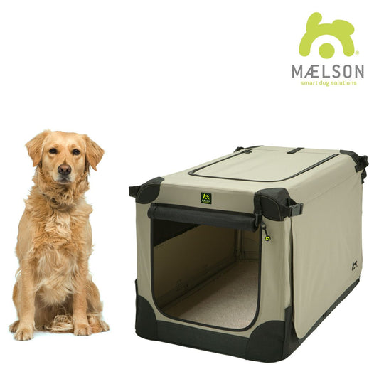 Cușcă de transport pliabilă pentru câini Maelson Soft Kennel 92, bej, 92 x 64 x 64 cm