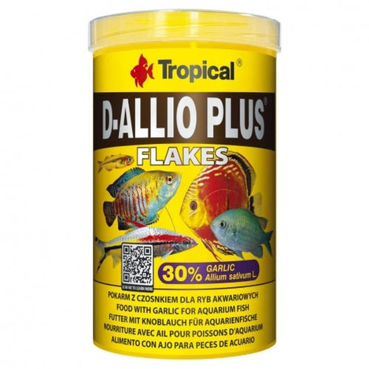 Hrana sub forma de fulgi cu usturoi pentru pesti ornamentali, Tropical D-Allio Plus Flakes, 20g/100ml