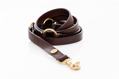 Lesa maro inchis de piele pentru caini, EcoSkin Leas'H 210/2.0 mokka/steel, 210 x 2 cm