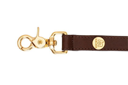 Lesa maro inchis de piele pentru caini, EcoSkin Leas'H 210/2.0 mokka/steel, 210 x 2 cm