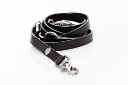 Lesa neagra din piele pentru caini, EcoSkin Leas'H 210/2.0 onyx/steel, 210 x 2 cm