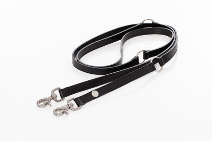 Lesa neagra din piele pentru caini, EcoSkin Leas'H 210/2.0 onyx/steel, 210 x 2 cm