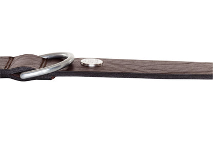 Zgarda maro de piele pentru caini, EcoSkin Coll'R 70/45 Cognac/metal, lungime 56-62/latime 4.5 cm