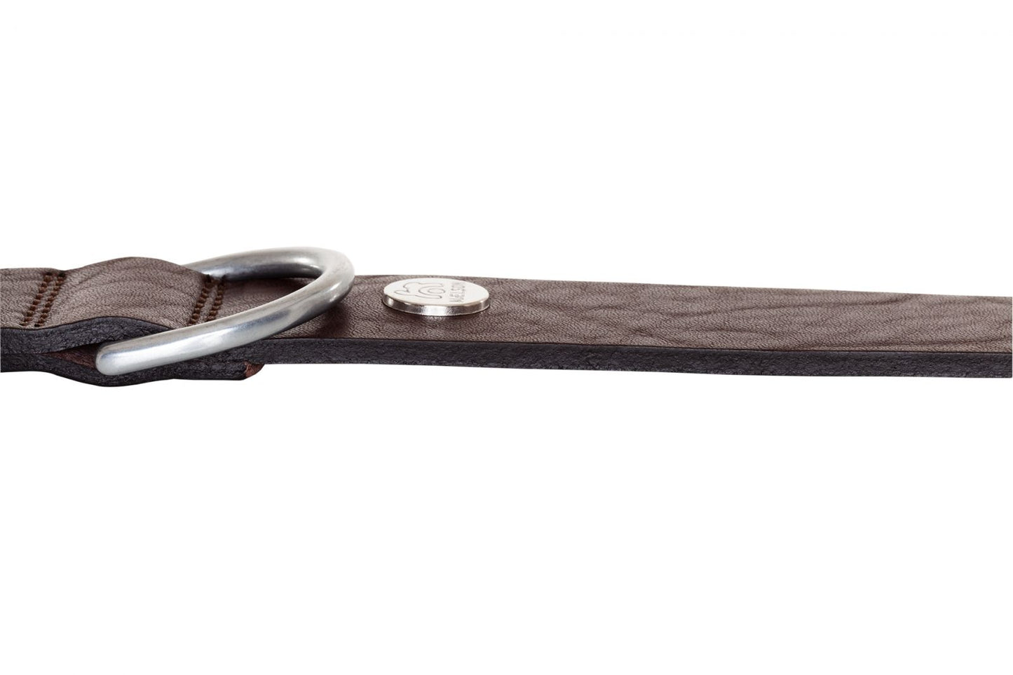 Zgarda maro de piele pentru caini, EcoSkin Coll'R 40/25 Cognac/metal, lungime 29-35/latime 2.5 cm