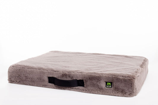 Pat ortopedic din spumă cu memorie pentru câini, MemoFluff 100 stone, 100 x 75 x 10 cm, crem