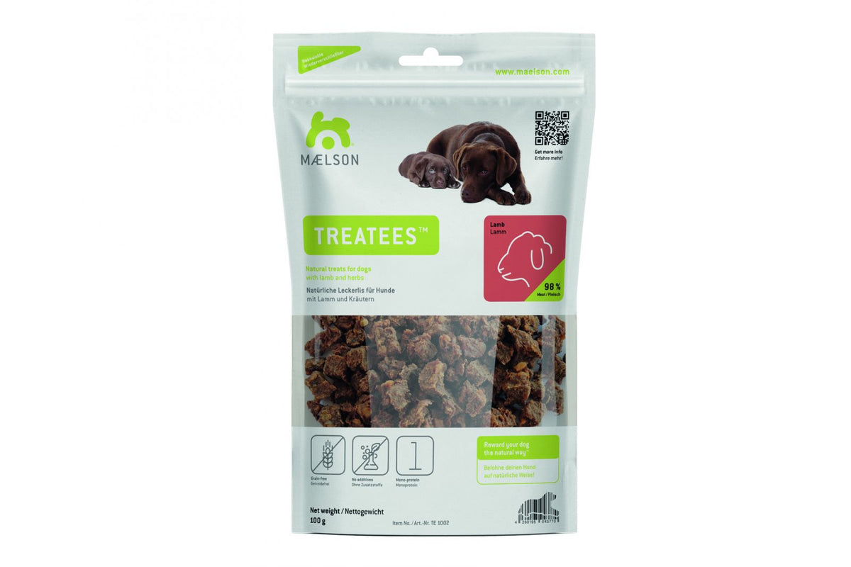 Recompense naturale pentru caini, Treatees 100 Lamb, 13 x 2 x 22.5 cm, 100 g