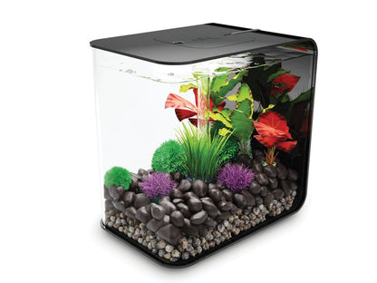 Acvariu Oase biOrb FLOW 30 LED negru, 30l, cu decor modern si plante colorate