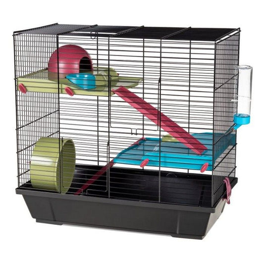Cusca pentru hamsteri Voltrega 949 neagra cu accesorii, 50,5 x 28 x 47 cm