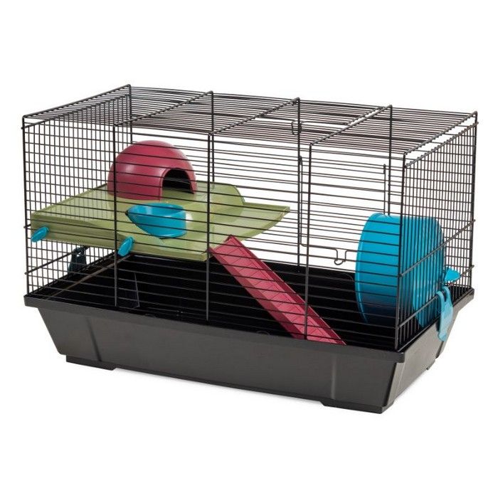 Cusca mare pentru hamsteri Voltrega 948 neagra cu accesorii, 50,5 x 28 x 32 cm
