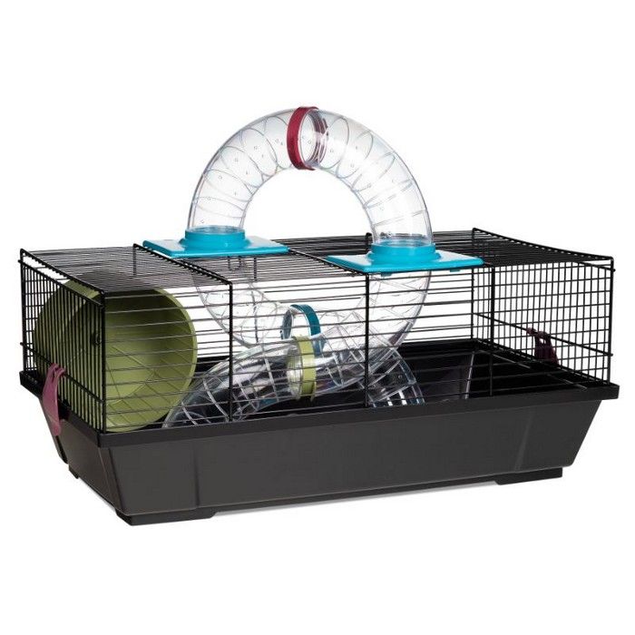 Cusca pentru hamsteri Voltrega 937 neagra cu accesorii, 50,5 x 28 x 21 cm