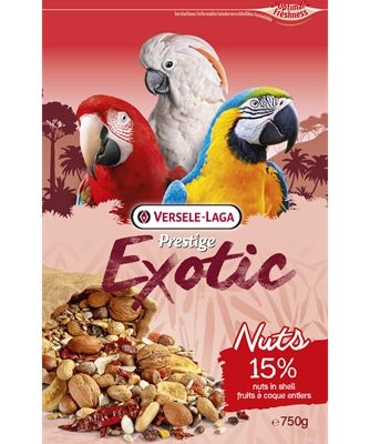 Mix de cereale, seminte si nuci pentru papagali exotici, Prestige Premium Exotic Parrots nuts, 750 g