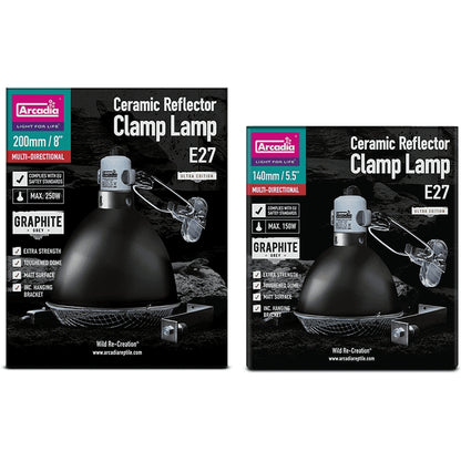 Lampă reflectoare cu dispozitiv tip clemă, Arcadia Ceramic Reflector Clamp Lamp  Graphite grey, E27, 140 mm