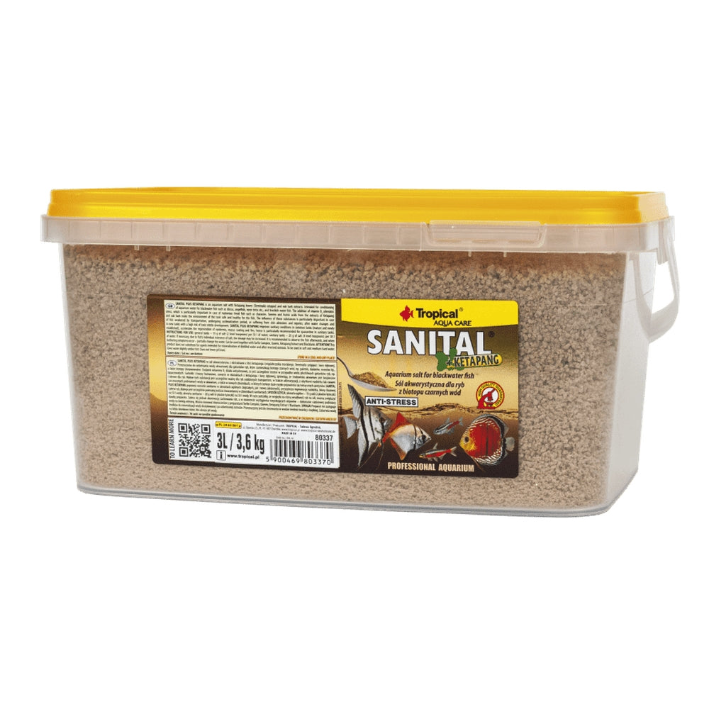 Sare pentru conditionarea acvariilor, Tropical Aqua Care Sanital + Ketapang, 3.6kg/3L