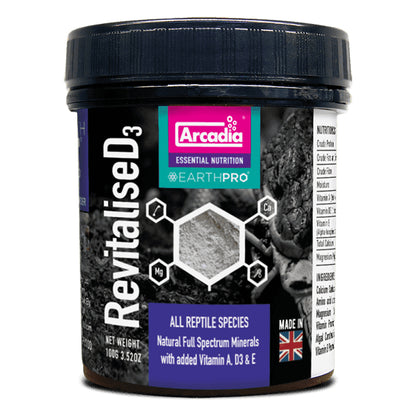 Supliment cu vitamine si minerale pentru Reptile Arcadia EarthPro Re Vitalise D3, 100g