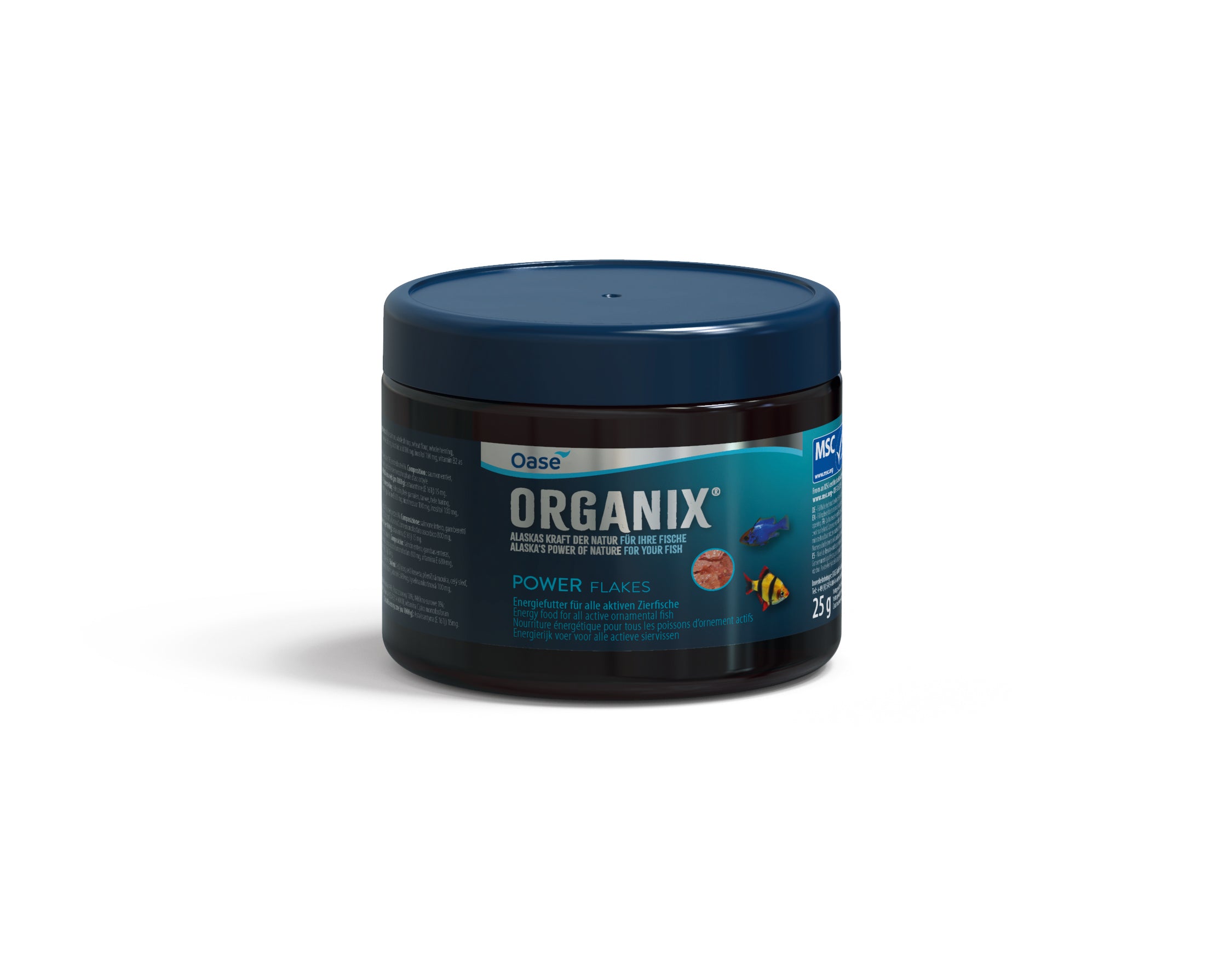 Hrana cu acizi grasi esentiali și vitamine pentru pesti ornamentali, ORGANIX Power Flakes 150 ml / 25 g
