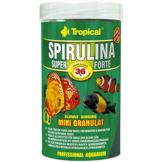 Hrană mini granulată cu conținut ridicat de spirulina (36%), Tropical Spirulina Super Forte Granulat, 56g/100ml
