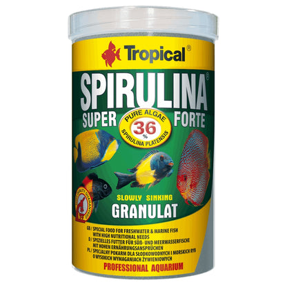 Hrana granulata cu un continut ridicat de  pirulina, Tropical  pirulina  uper Forte, 150g/250ml