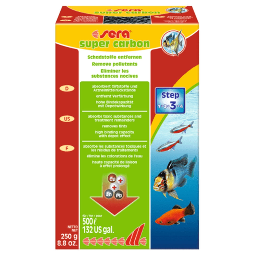 Mediu filtrant sub forma de carbune activ special, Sera Super carbon, 250 grame
