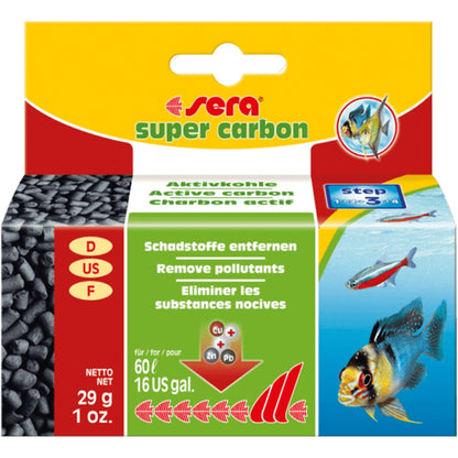Mediu filtrant sub forma de carbune activ special, Sera Super carbon, 250 grame