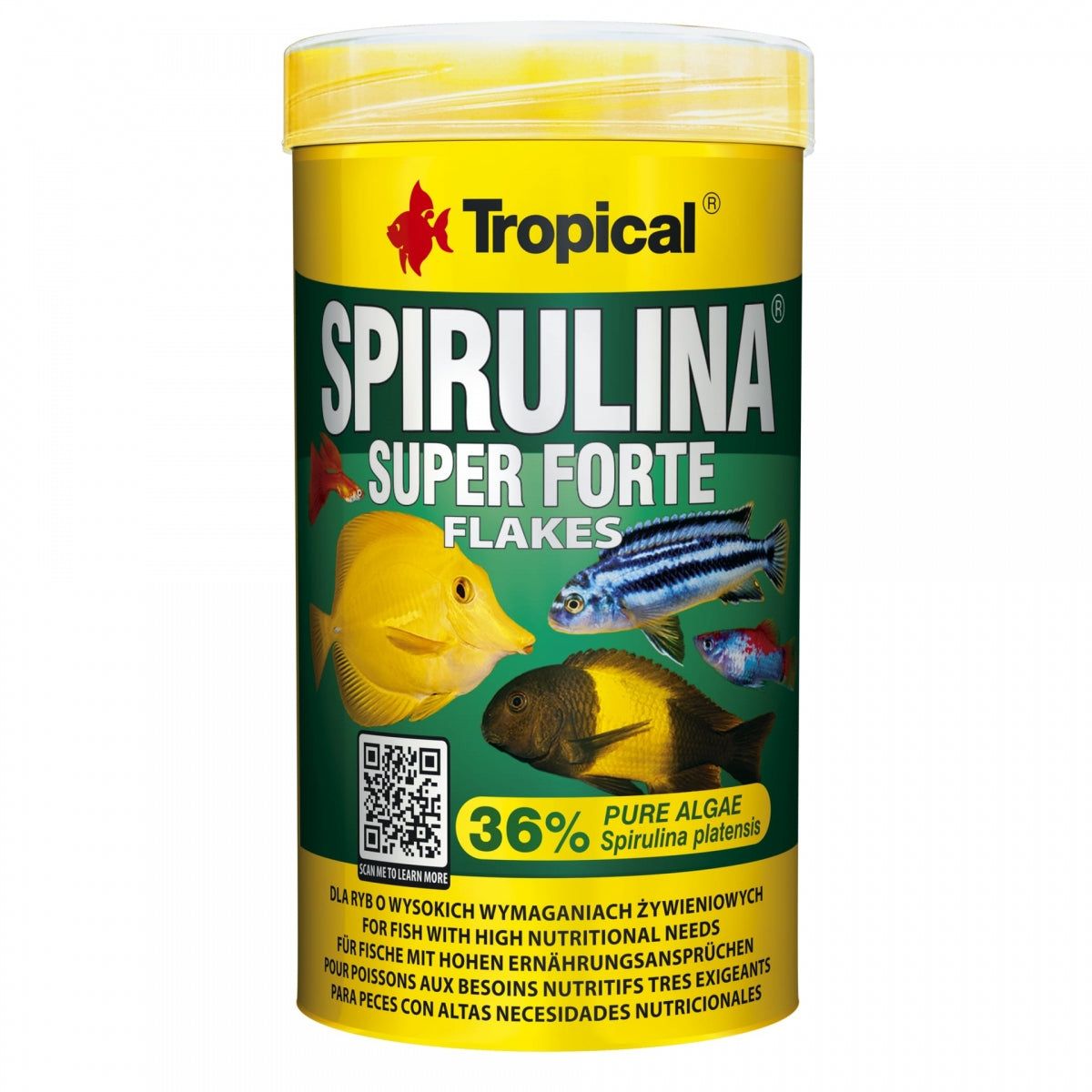 Hrana sub formă de fulgi cu spirulina, Tropical Super Forte Flakes, 50g/250ml