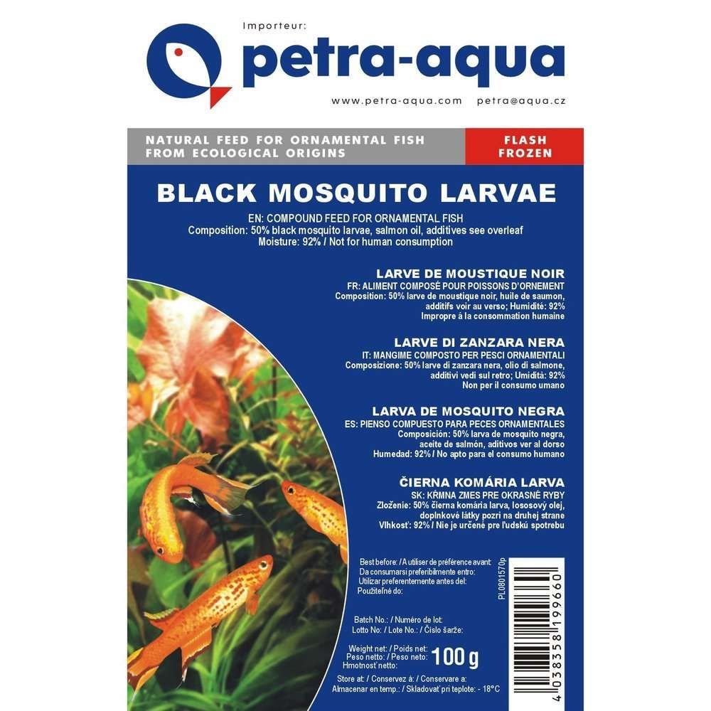 Hrană congelată pentru pești ornamentali (larve de țânțari negri), BLACK MOSQUITO LARVAE, blister 100 g