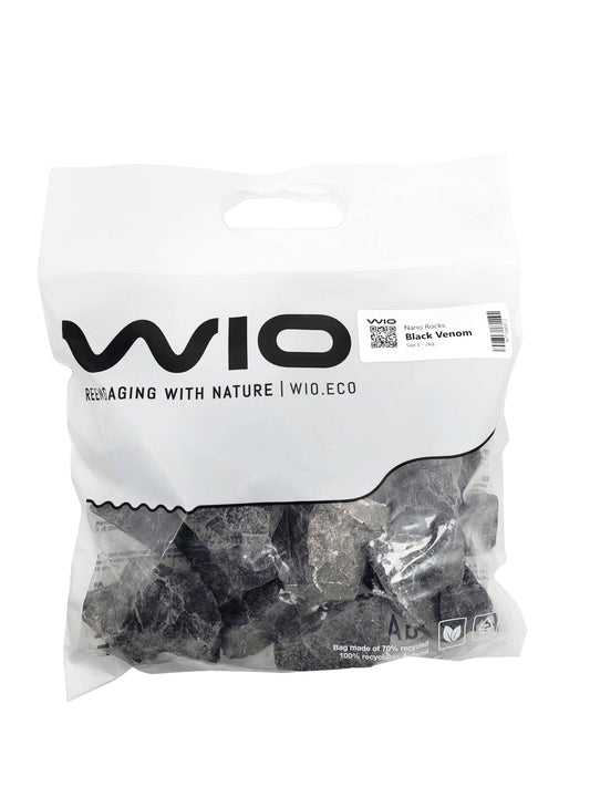 Pietre decor acvarii si terarii, Wio, Black Venom Nano Rocks, 2 kg, 1-10 cm