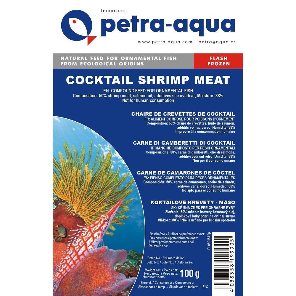 Hrana congelata pentru pesti ornamentali, COCKTAIL SHRIMP MEAT, blister 100 g