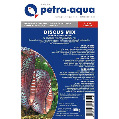 Hrana congelata pentru pesti ornamentali, DISCUS MIX Turkey Heart Based, blister 100 g
