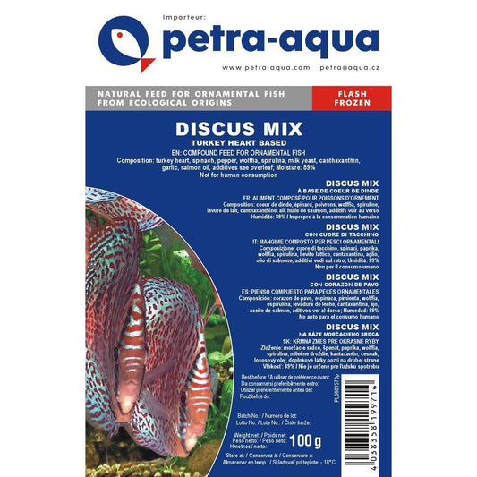 Hrana congelata pentru pesti ornamentali, DISCUS MIX Turkey Heart Based, blister 100 g