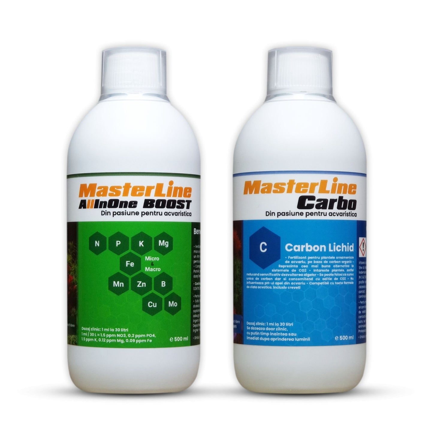 Pachet fertilizanți plante de acvariu MasterLine All in One Boost + MasterLine Carbo 500 ml 1000