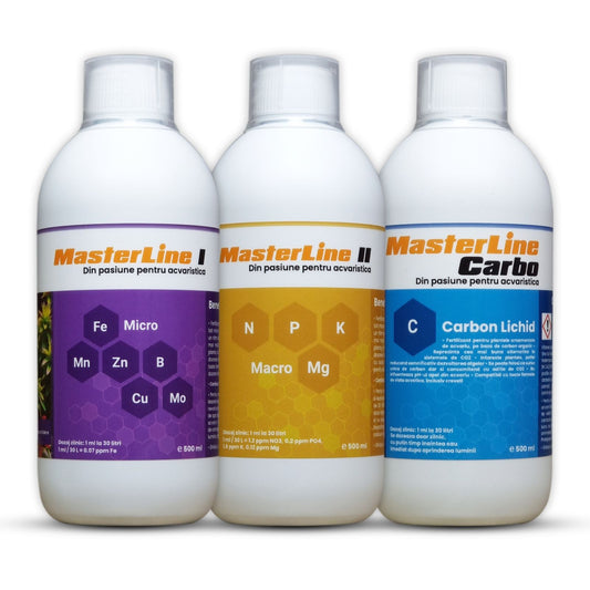 Pachet fertilizanți plante de acvariu MasterLine I + MasterLine II + MasterLine Carbo 500 ml