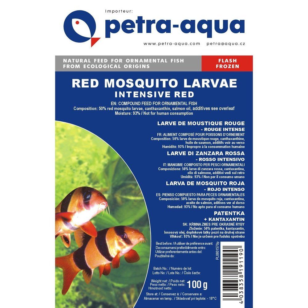 Hrană congelată pentru pești ornamentali, RED MOSQUITO LARVAE INTENSIVE RED (larve de țânțari roșii, roșu intensiv), blister 100g