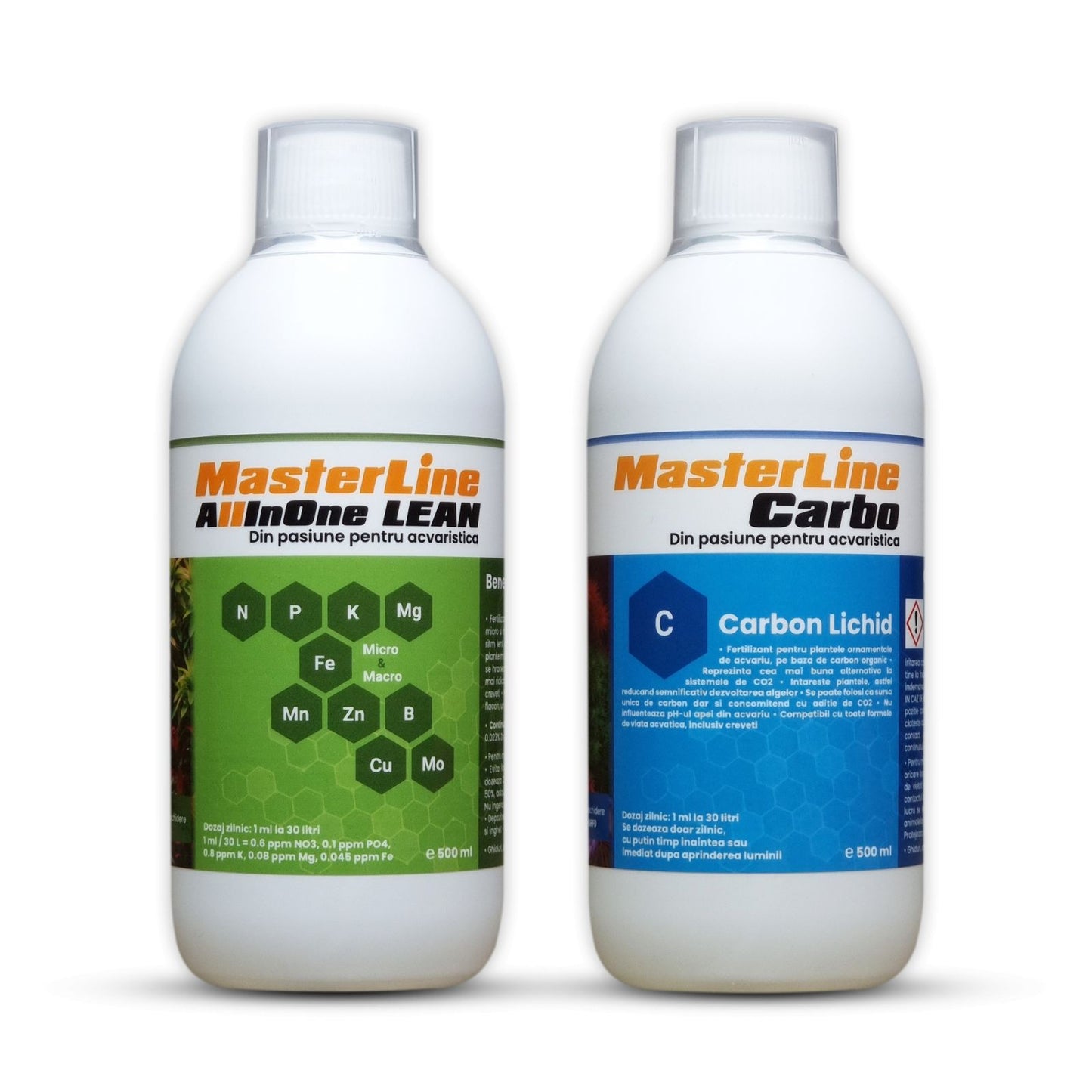 Pachet fertilizanți plante de acvariu MasterLine All in One Lean + MasterLine Carbo 500 ml