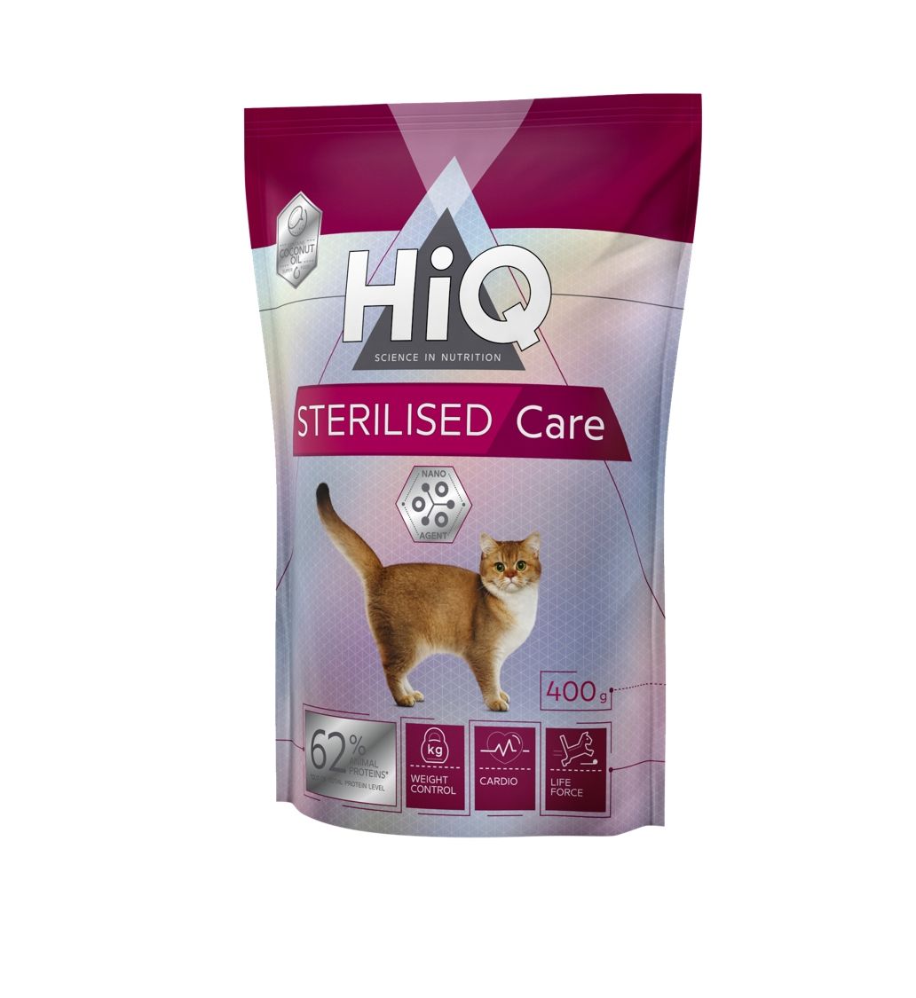 Hrana uscata  pentru pisici adulte sterilizate pe baza de carne de pasare, HiQ Sterilized care, 400 g