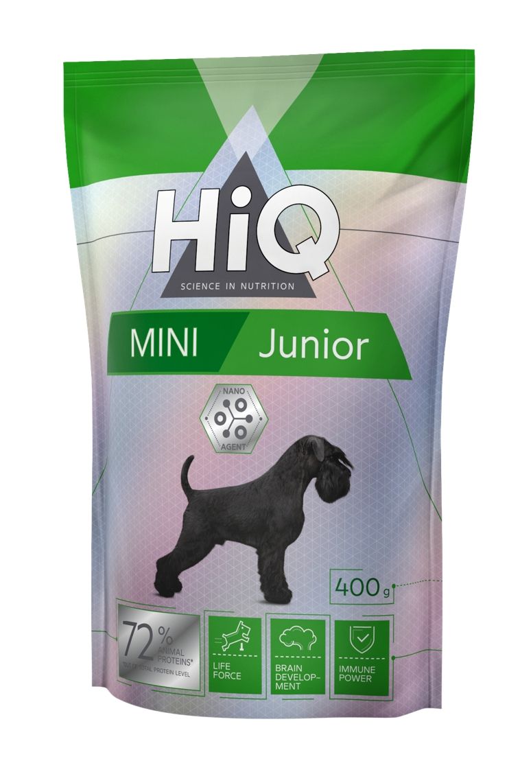 Hrana uscata pentru caini tineri de talie mica pe baza de carne de pasare, HiQ Mini Junior, 400 g